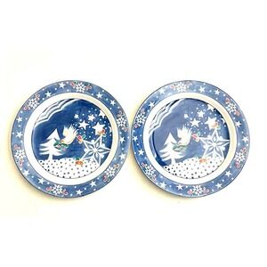 Set of 2  Noritake Epoch Mr Snowman 7 5/8" Salad Plates Christmas